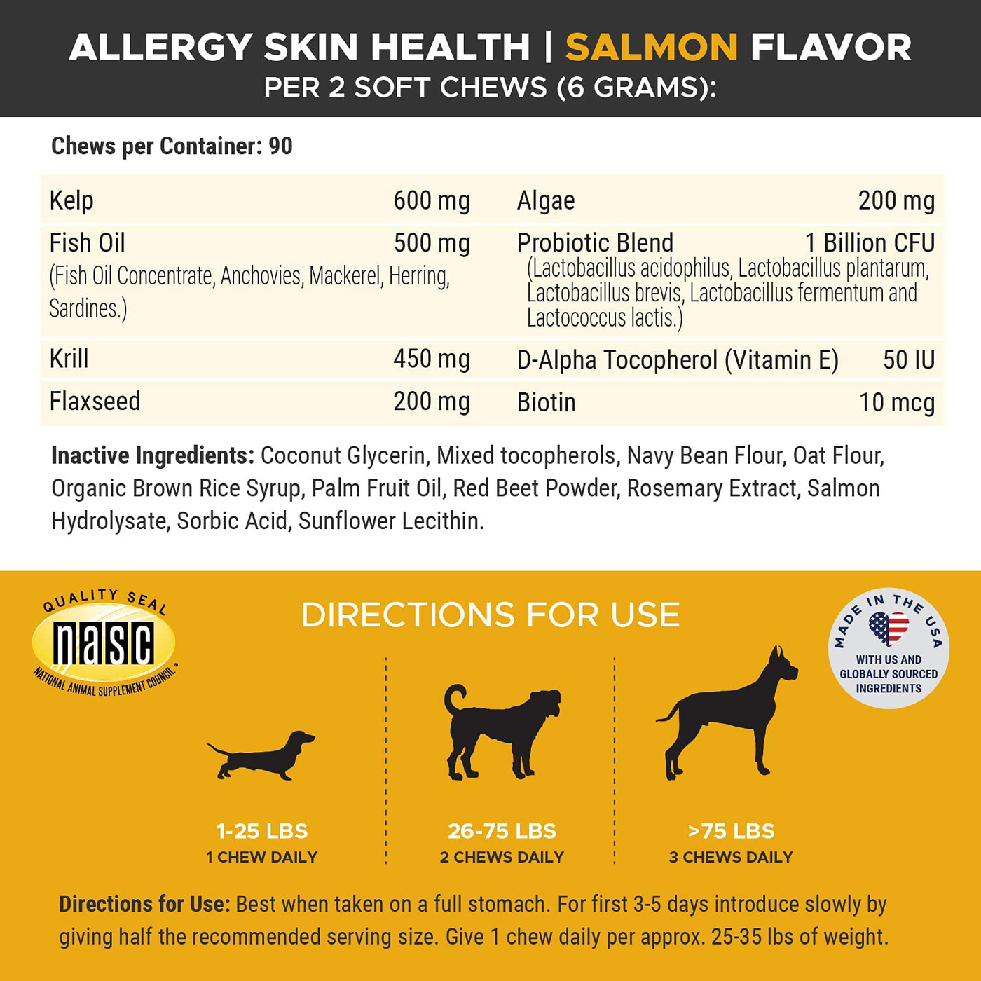 PetHonesty Allergy SkinHealth - Fish Oil for Dogs with Omegas, DHAGold, Flaxseed, Probiotics for Itch-Free Skin, Shiny Coats, Hotspots, Reduce Shedding - Soft Chews for Healthy Skin & Coat