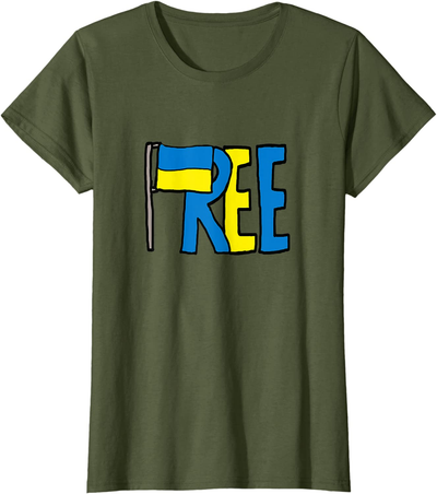 Ukrainian Flag "Free Ukraine" T-Shirt - Mens, Womens & Kids