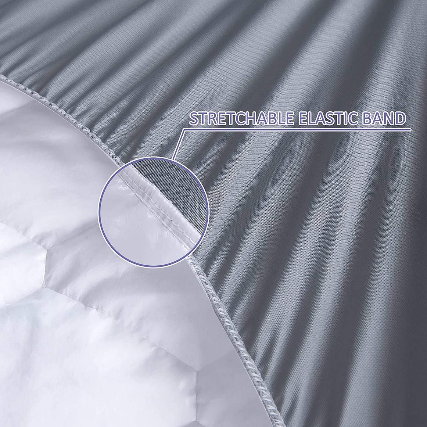 CBC King Size Waterproof Mattress Pad Stretchable Deep Pocket Fitted 8"-21" Mattress Protector Microfiber Filling Ultra Soft Breathable Bed Cover（White