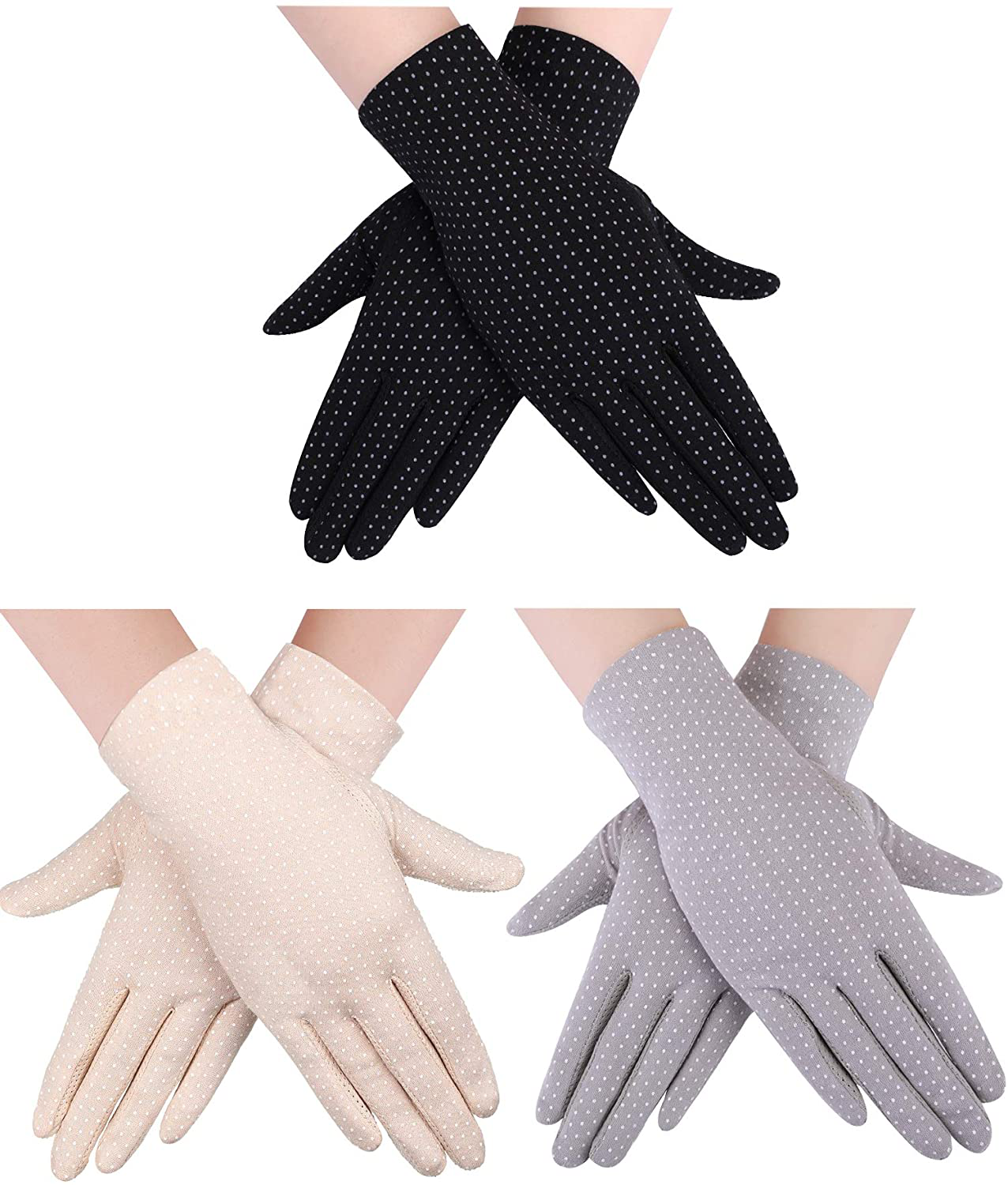 3 Pairs Women Sun Protective Gloves UV Protection