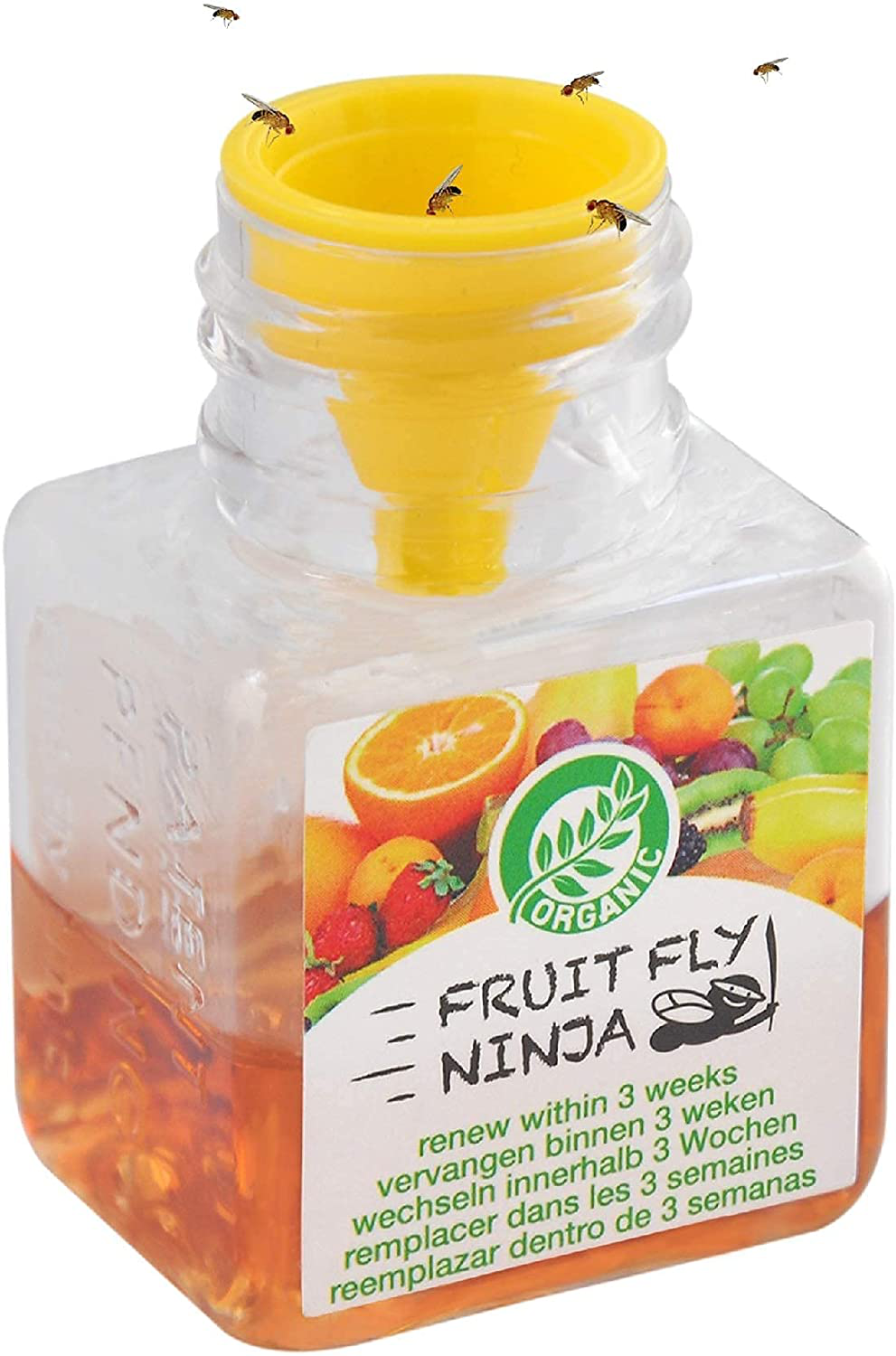 Super Ninja - Fruit Fly Trap - Single Pack - Highly Effective Ecological Fruit Fly Traps Indoor - Fruit Fly Bait - up to 30 Days per Bottle