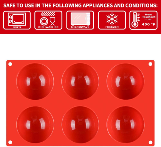Fimary 3 Inches 6 Holes Half Sphere Silicone Molds For Chocolate, Cake, Jelly, Pudding, Food Grade Round Silicon Molds for Cake Baking (1, yellow)