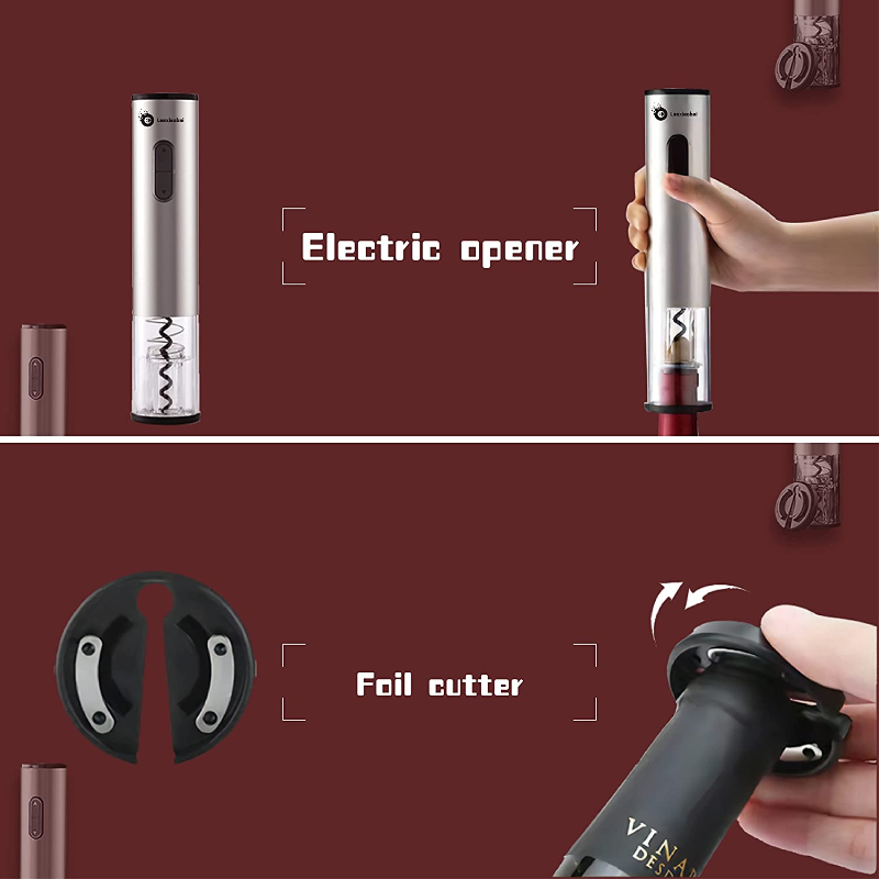 4 Piece Stainless Steel Automatic Electric Wine Opener Set 