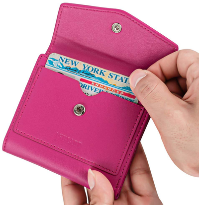 Small Leather Wallet for Women, RFID Blocking Women's Credit Card Holder Pocket Wallet Ladies Purse (pink)