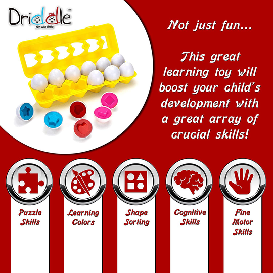 Color & Shapes Matching Egg Toy - Shape Sorting & Color Recognition Learning Toy for Toddlers - Preschool Game - Montessori Education - Easter Eggs