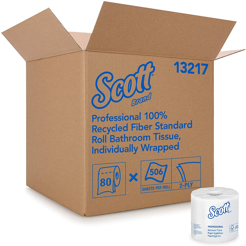 80 Rolls 2-Ply Scott Essential Professional 100% Recycled Fiber Bulk Toilet Paper