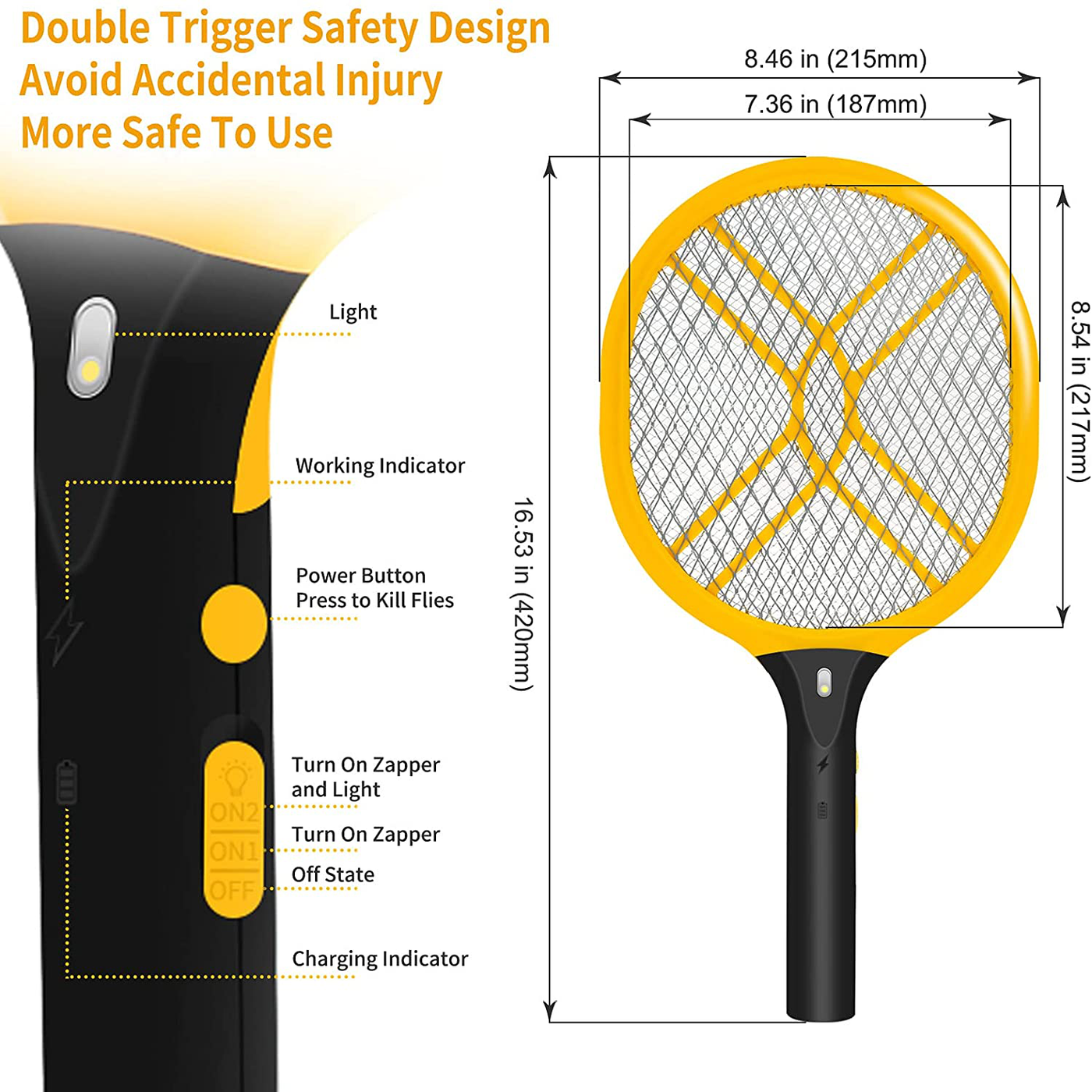 Faicuk Handheld Bug Zapper Racket Rechargeable Mosquito Killer (2 Pack)