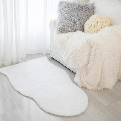 Faux Rabbit Fur Rug-2.6x6ft Anti-Skid Carpet Soft Area Rugs for Living Room Bedroom Sofa Home Decor Gray