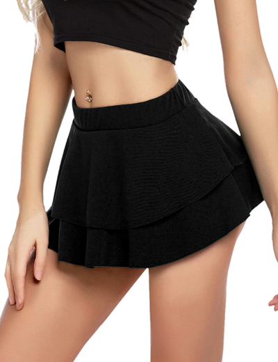 Avidlove Women Pleated Mini Skirt Solid Ruffle Lingerie Skirts