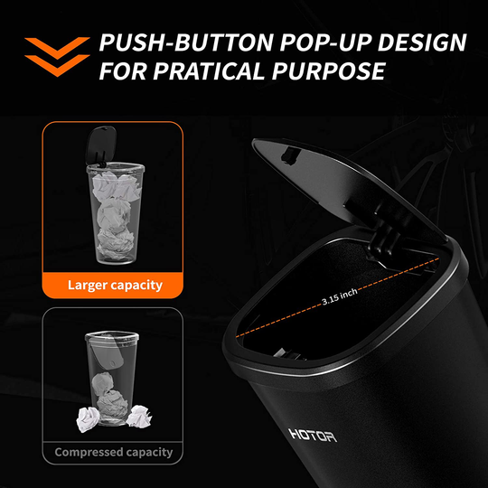 Car Trash Can, HOTOR Car Trash Cup with 30 Additional Car Trash Bags for Exclusive Using, Multipurpose Trash Can for Car, Office & Home to Meet Various Needs - 2 Packs