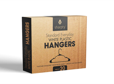 Sharpty Plastic Clothing Notched Hangers Ideal for Everyday Standard Use, (White, 50 Pack)