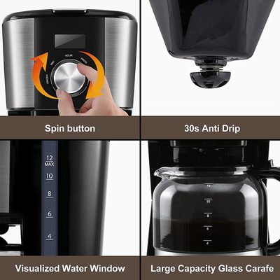 BOSCARE Coffee Maker with Reusable Filter,Drip Coffee Maker Brewer with Glass Carafe Black (10 Cup)