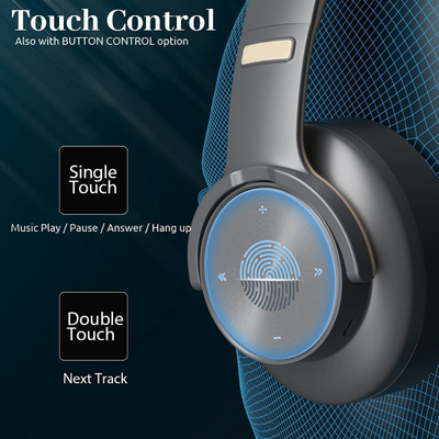 Over-Ear Wireless Bluetooth Headphone 5.0 Audio 40H Playtime Foldable with Touch Control and Mic