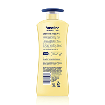 Vaseline hand and body lotion Intensive Care Moisturizer for Dry Skin Essential Healing Clinically Proven to Moisturize Deeply With One Application 20.3 oz 3 count