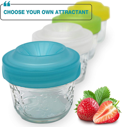 Masontops Trap Caps - Reusable Indoor/Outdoor Fruit Fly Trap Catching Lids - Fits Any Regular Mouth Mason Jar - 4 Pack