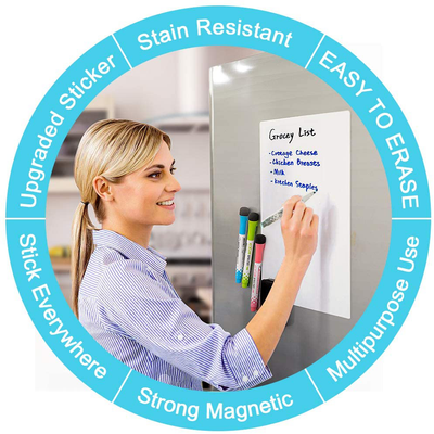Magnetic Dry Erase Board for Refrigerator, Upgraded Rridge White Board with Sticker for Magnetic or non-magnetic Surface,Long Time Stain Resistant Includes 4 Markers and Big Eraser,Pefect Grocery List