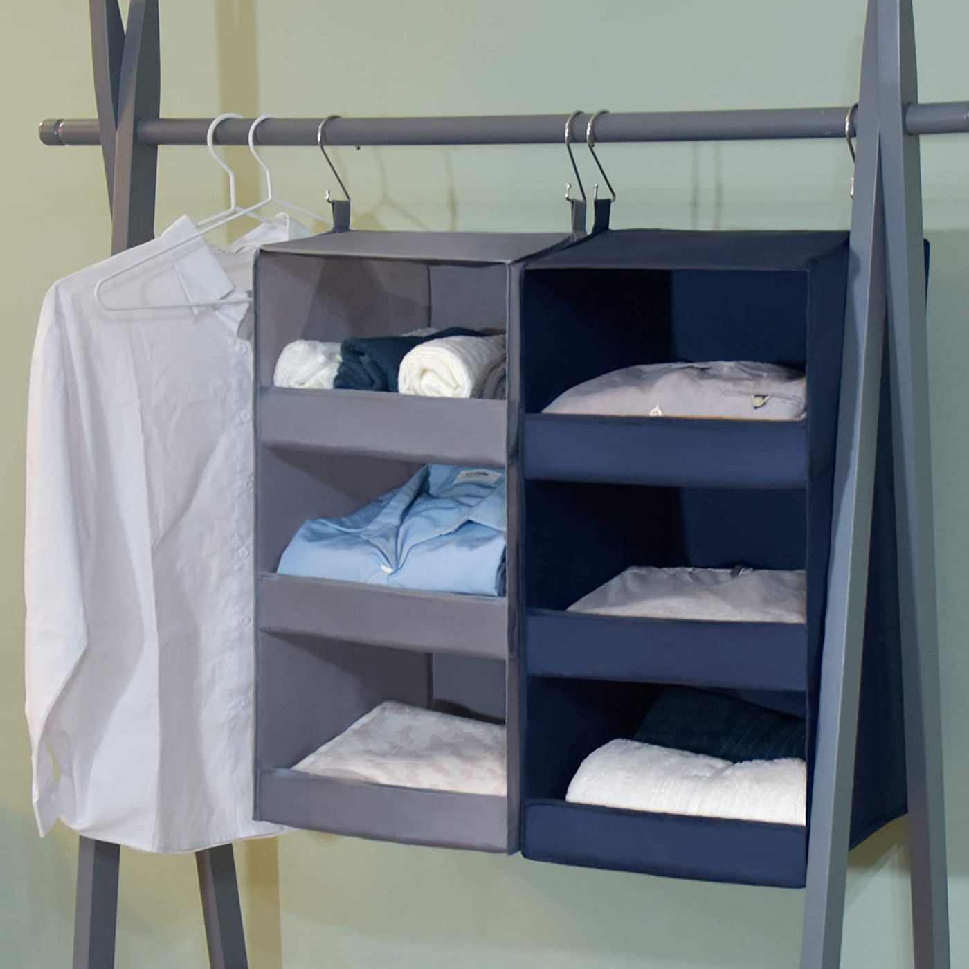 GRANNY SAYS 3-Shelf Hanging Closet Organizer, Collapsible Closet Hanging Shelves, Nursery Hanging Organizer, Black, 28.9" H X 12.2" W X 12.2" D, 1-Pack
