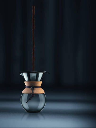 BODUM Pour Over Coffee Maker Grip, 8 Cup, 34 Ounce, Double Wall Cork