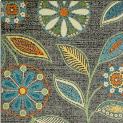 Maples Rugs Reggie Floral Kitchen Rugs Non Skid Accent Area Carpet [Made in USA], 1'8 x 2'10, Persian Blue