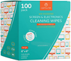 Screen & Electronic Cleaning Wipes, 100 Pre-Moistened Individual Wrapped (6" x 6") TV Screen Cleaner, Computer Monitor, Laptop, Lens Wipes, Monitor, Tablet, Safe for All Screens | Streak-Free