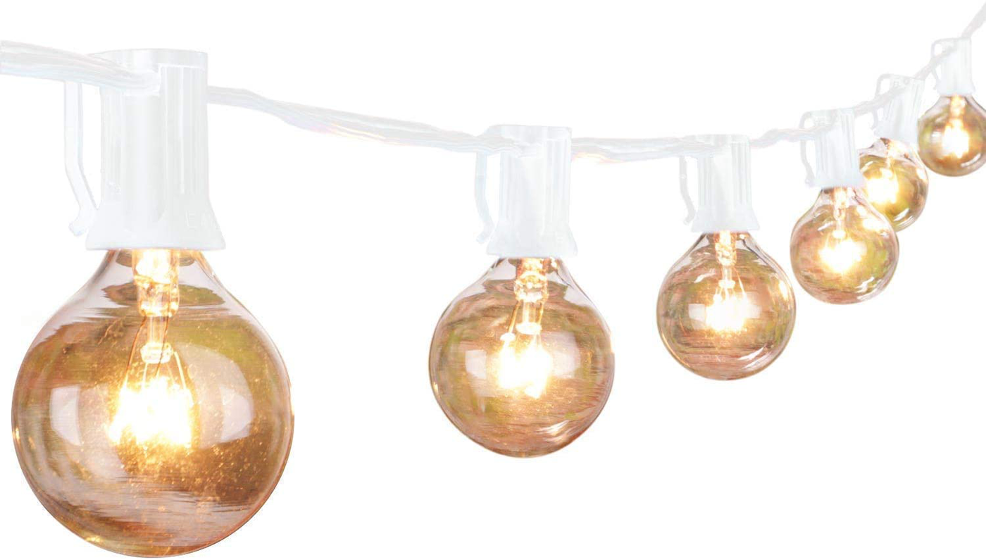25Feet Globe Outdoor String Lights with 26 Clear G40 Bulbs(2 Spare), UL Listed Backyard Patio Lights