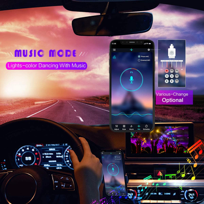 LED Interior Car Lights, App Controlled Car Interior Lights with USB Port, Multicolor Car LED Lights Interior as Ambient Lights, Music Sync Interior LED Lights for Cars with Sound Active Function