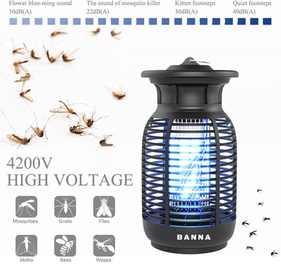 BANNA Bug Zapper,2 in 1 Mosquito Zapper for Outdoor & Indoor,High Powered Waterproof Mosquito Killer ,4200V Electronic Mosquito Lamp for Home, Backyard, Patio