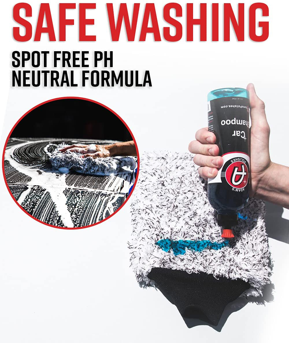 Adam's Car Wash Shampoo (Gallon) - pH Best Car Wash Soap For Snow Foam Cannon, Foam Gun, Car Soap Wash For Pressure Washer & 5 Gallon Wash Bucket Kit | Powerful Safe Spot Free Car Cleaning Liquid Auto Detergent | Safe On Car Wax & Ceramic Coating