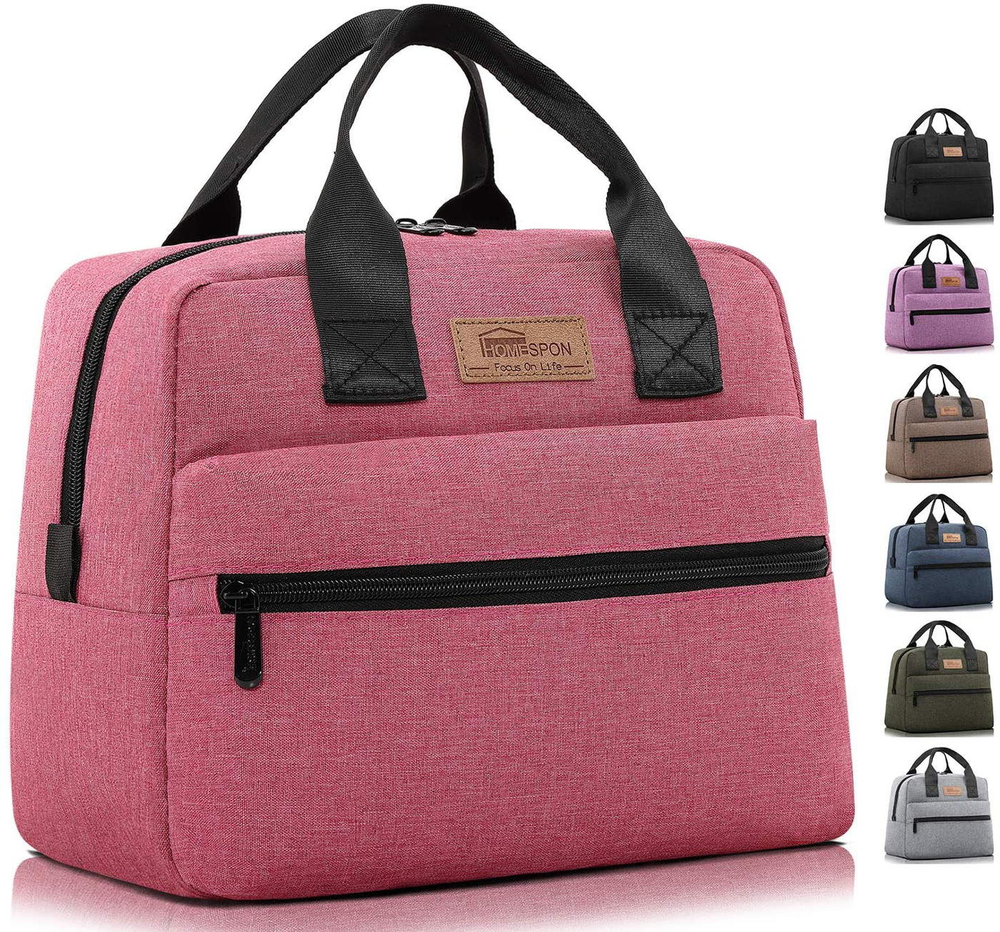 HOMESPON Insulated Lunch Bag Lunch Box Cooler Tote Box Cooler Bag Lunch Container for Women/Men/Work/Picnic,Large pink