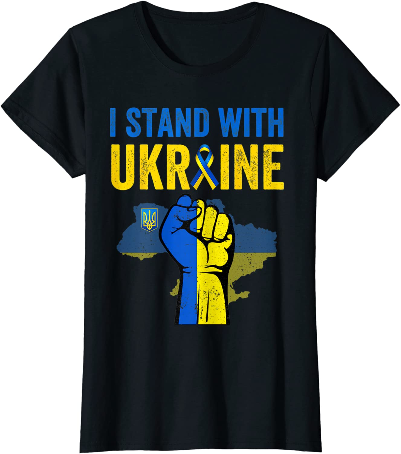 Support Ukraine - I Stand With Ukraine Ribbon Flag T-Shirt