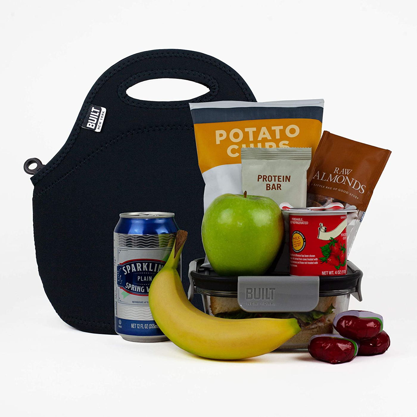 BUILT Gourmet Getaway Soft Neoprene Lunch Tote Bag - Lightweight, Insulated and Reusable Retro Moon Dot 5252290