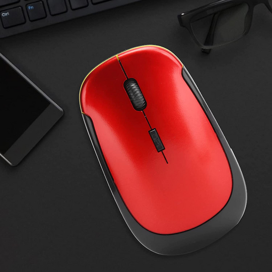 Wireless Mouse 2.4G Wreless Frequency Hopping Adjustable Optical USB Receiver Notebook Computer Accessories 1600dpi Silent Micro Motion Design Lightweight and Portable(Red)