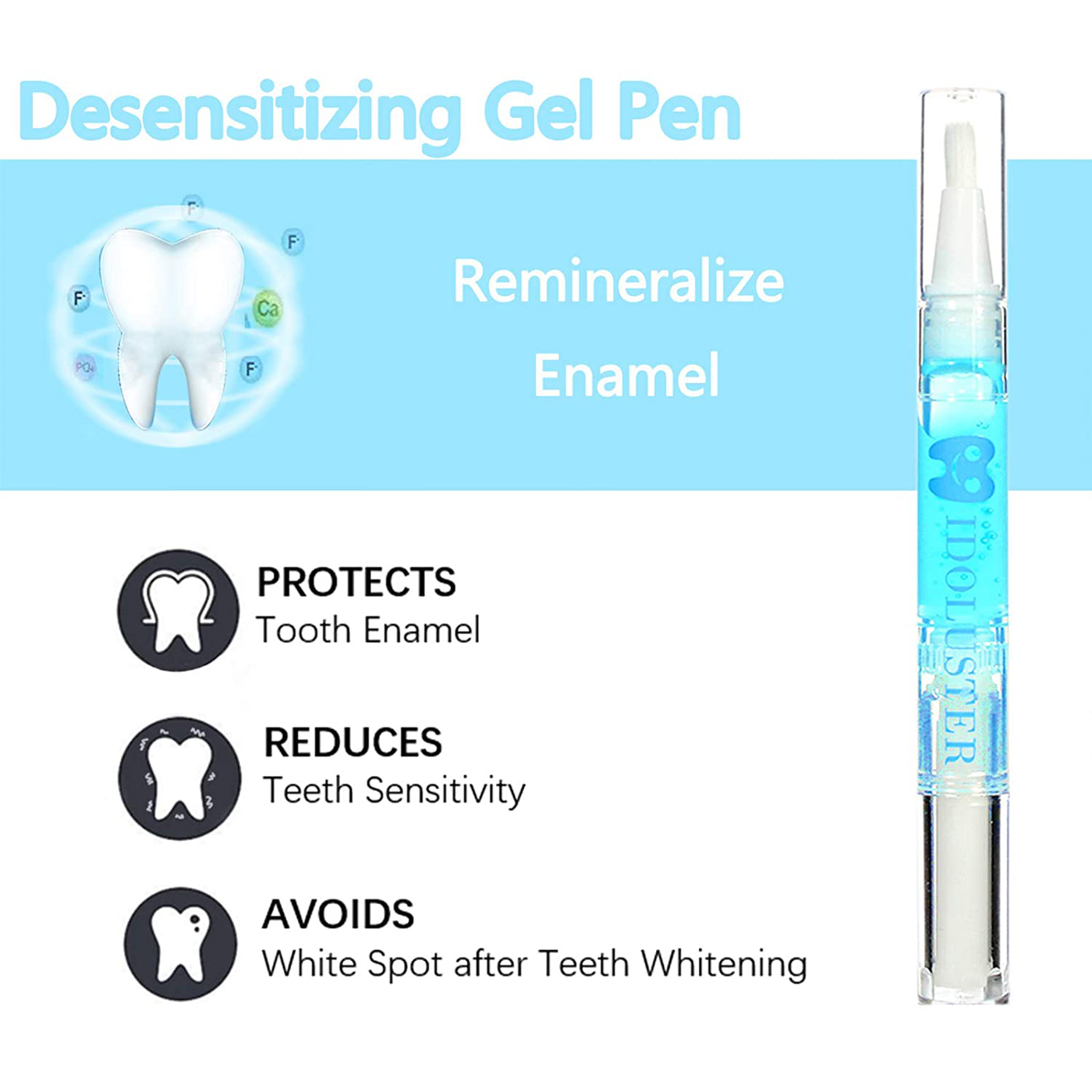 IDOLUSTER Teeth Whitening Pens, Teeth Whitening Gel Pens 3 Pack, Desensitizing Gel Pen 1 Pack, 35% Carbamide Peroxide Teeth Whitening Gel, Remineralize Tooth Enamel, Teeth Whitener No Sensitive