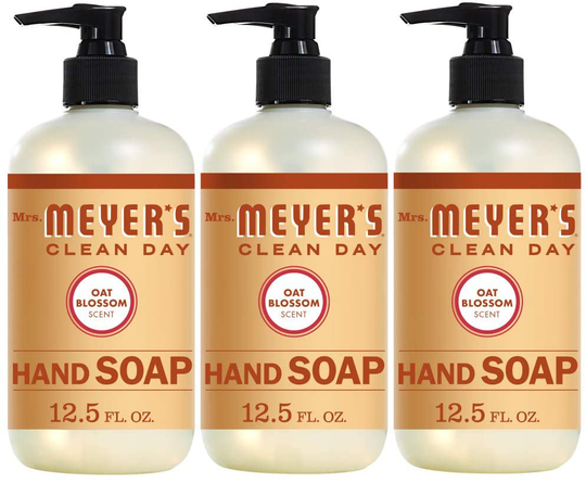 Mrs. Meyer's Clean Day Liquid Hand Soap, Cruelty Free and Biodegradable Hand Wash Formula Made with Essential Oils, Oat Blossom Scent, 12.5 oz - Pack of 3