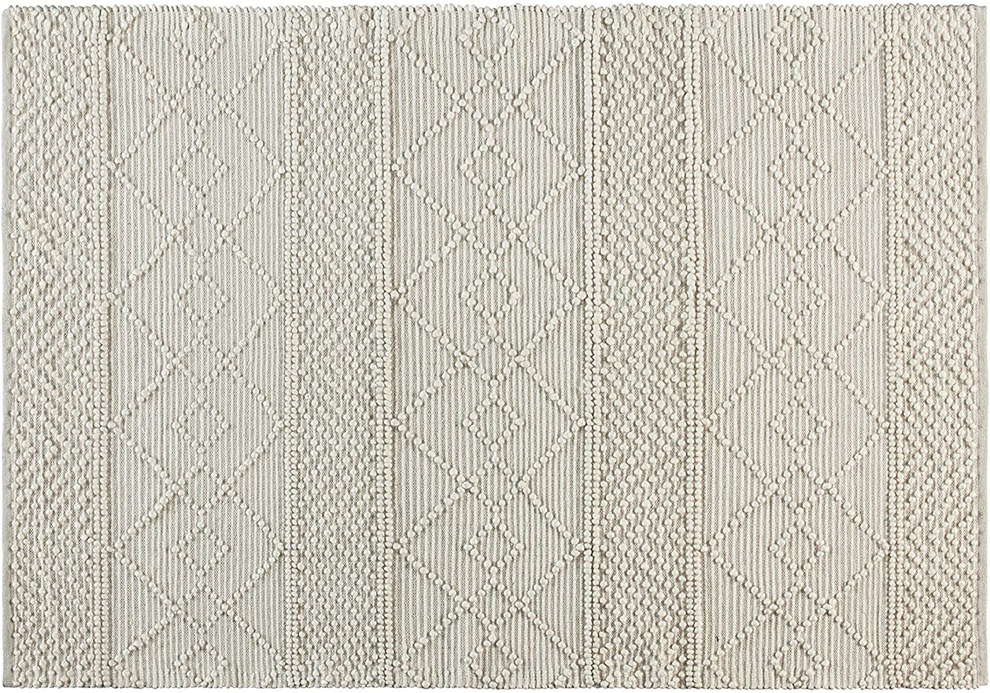 Flash Furniture Handwoven Area Rug - Ivory and White - 5' x 7' - Geometric Design