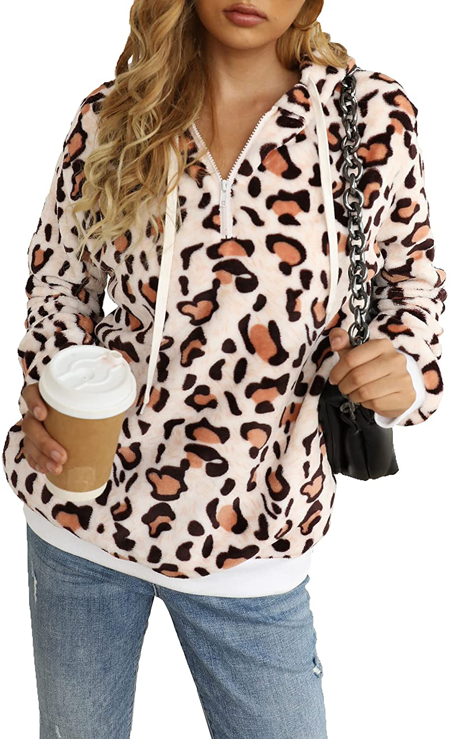 Women's Ultra Soft 1/4 Zip Fleece Jackets Oversized Casual Lightweight Active Pullover Hoodie Sweatshirt with Pockets