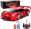 KULARIWORLD Remote Control Car 1/18 Rechargeable High Speed RC Cars Toys for Boys Girls Vehicle Racing Hobby with Led Light Xmas Birthday Gifts for Kids (Red)