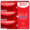 Colgate Optic White Advanced Teeth Whitening Toothpaste with Fluoride, 2% Hydrogen Peroxide, Sparkling White - 3.2 Ounce (3 Pack)