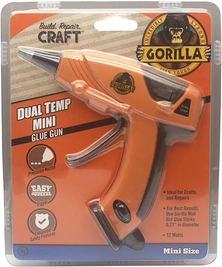 Gorilla Dual Temp Mini Hot Glue Gun Kit with 30 Hot Glue Sticks, (Pack of 1)