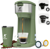 Coffee Maker, Single Serve Coffee Maker compatible with K-Cup Pod & Ground Coffee… (Green with Travel Cup)