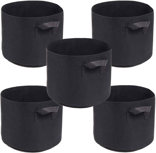 5 Pack Premium Grow Bags Heavy Duty Thickened Non-woven Plant Fabric Pots with Handles