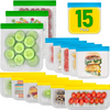 15 Pack Reusable Storage Bags for Food - 3 Sizes