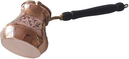 Turkish Coffee Pot, traditional coffee Maker, Hammered Copper Coffee Cezve, Small Pot, Stove Top Coffee Maker (300 ml (10.14 oz))