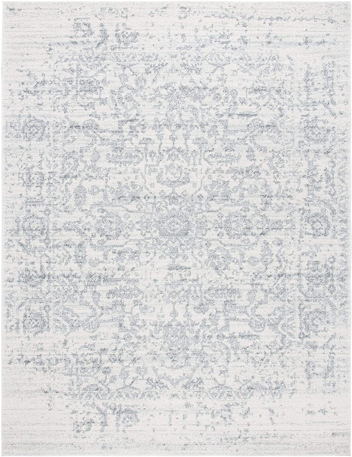 Safavieh Madison Collection MAD603G Oriental Snowflake Medallion Distressed Non-Shedding Living Room Bedroom Area Rug, 5'3" x 5'3" Square, Silver / Ivory