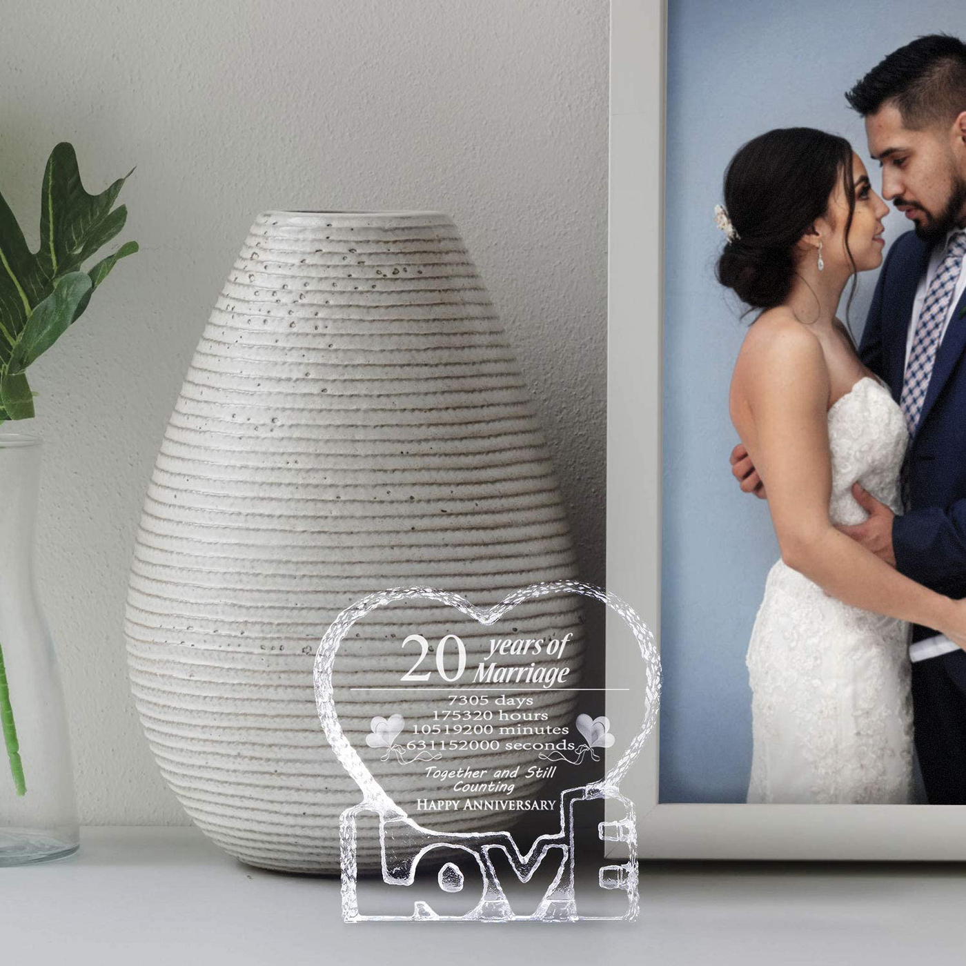 YWHL 20 Year 20th Wedding Anniversary Crystal Sculpture Keepsake Gifts for Her Wife Girlfriend Him Husband (20 Year)