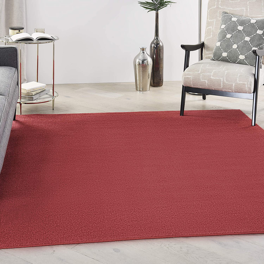Nourison Essentials Solid Contemporary Brick Red 5' Square Area Rug , 5' X Square