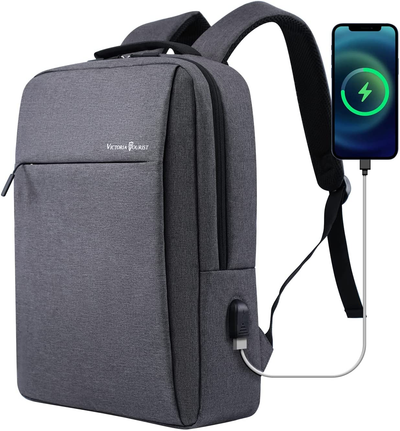 Laptop Backpack 15.6 Inch, Business Slim Durable Travel Water Resistant with USB Charging Port