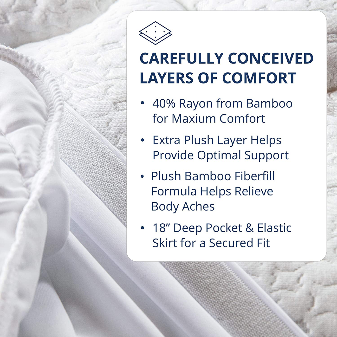 ViscoSoft Copper Mattress Pad Cal King - Extra Plush Pillowtop Mattress Topper for Pain Relief