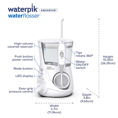 Waterpik WP-660 Water Flosser Electric Dental Countertop Professional Oral Irrigator For Teeth, Aquarius, White