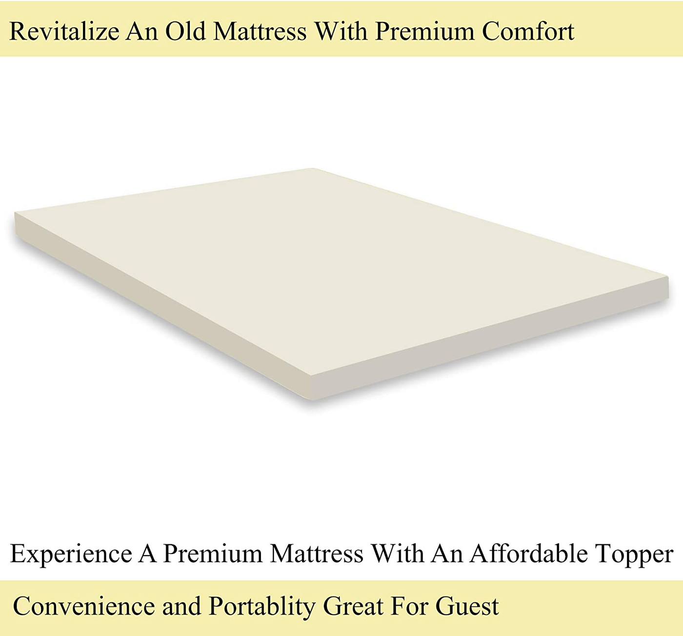Spring Solution 1-Inch Foam Topper,Adds Comfort to Mattress, Twin Size